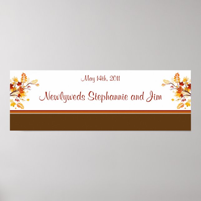 22.5"x7.5" Personalised Banner Autumn Branch Leave Poster (Front)