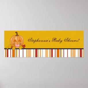 22.5"x7.5" Personalised Banner Autumn Fall Pumpkin Poster