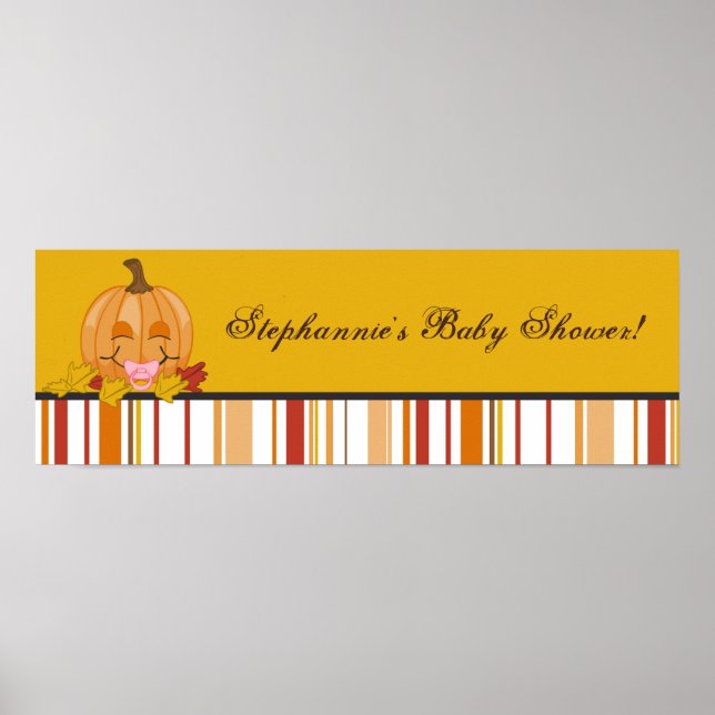 22.5"x7.5" Personalised Banner Autumn Fall Pumpkin Poster (Front)