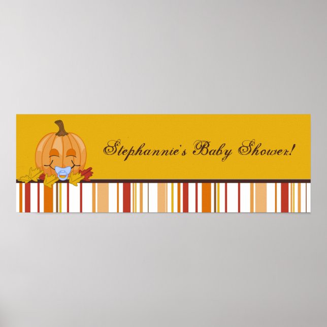 22.5"x7.5" Personalised Banner Autumn Fall Pumpkin Poster (Front)