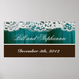 22.5"x7.5" Personalised Banner Distressed Teal Woo Poster