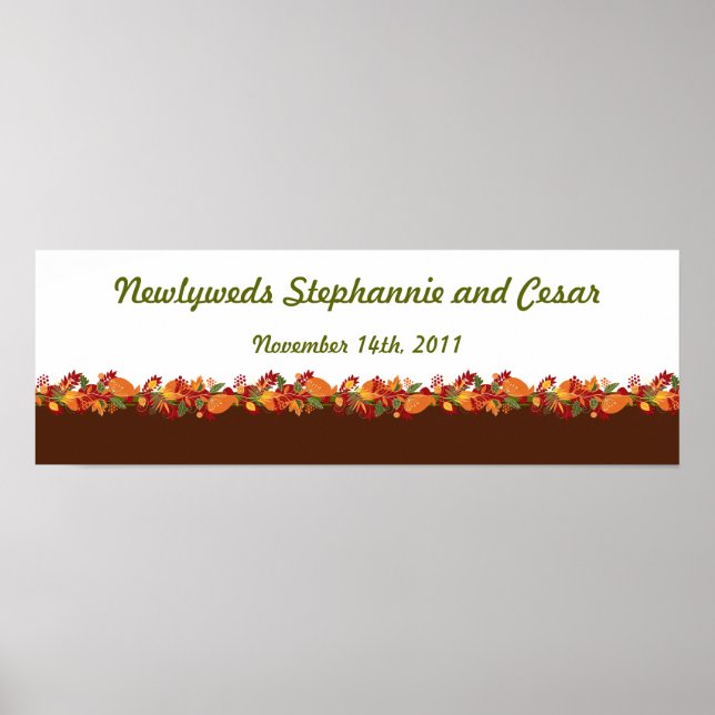 22.5"x7.5" Personalised Banner Fall Foliage Leaves Poster (Front)