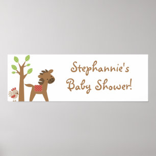22.5"x7.5" Personalised Banner Farm Animals Poster