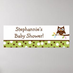 22.5"x7.5" Personalised Banner Forest Friends Owl Poster