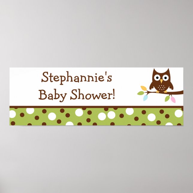 22.5"x7.5" Personalised Banner Forest Friends Owl Poster (Front)