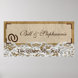 22.5"x7.5" Personalised Banner Horse Shoes Burlap Poster