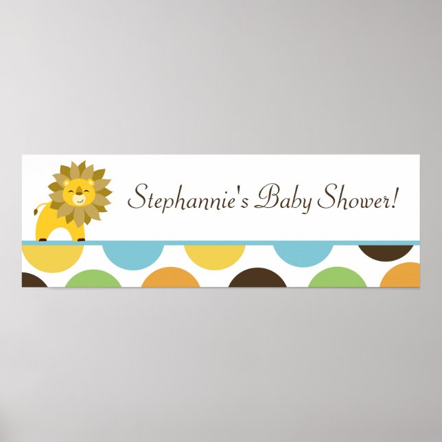 22.5"x7.5" Personalised Banner Jungle King Lion Poster (Front)