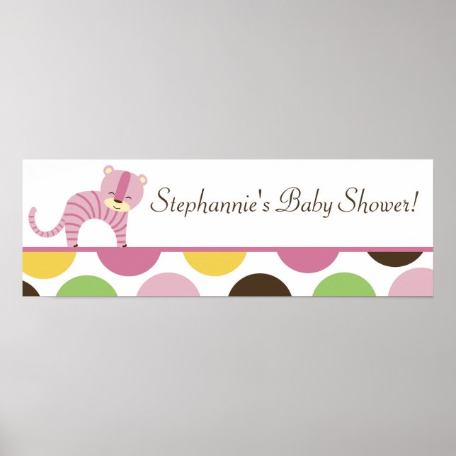 22.5"x7.5" Personalised Banner Jungle Queen Tiger Poster (Front)