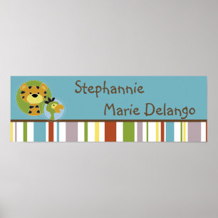 22.5"x7.5" Personalised Banner Jungle Tales Safari Poster