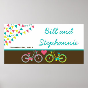 22.5"x7.5" Personalised Banner Love Lovers Bikes B Poster