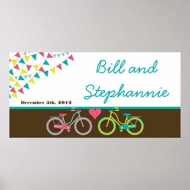 22.5"x7.5" Personalised Banner Love Lovers Bikes B Poster (Front)