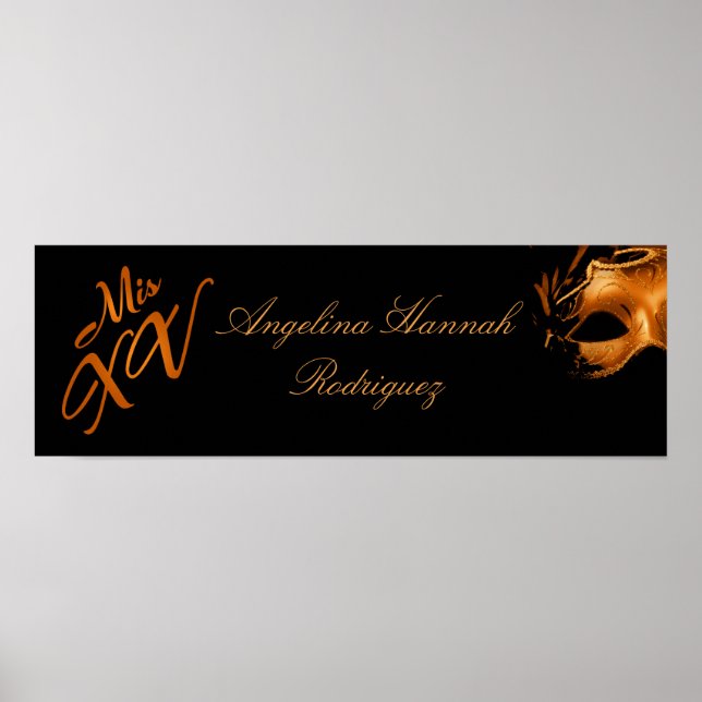 22.5"x7.5" Personalised Banner Mis XV Orange Poster (Front)
