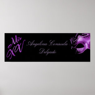 22.5"x7.5" Personalised Banner Mis XV Purple Poster