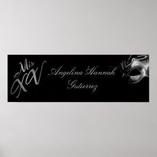 22.5"x7.5" Personalised Banner Mis XV Silver Poster