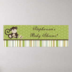 22.5"x7.5" Personalised Banner Monkey Time Jungle Poster