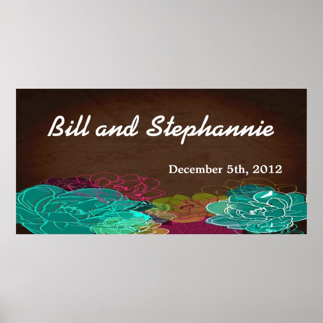 22.5"x7.5" Personalised Banner Neon Spring Floral Poster (Front)