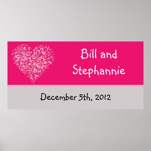 22.5"x7.5" Personalised Banner Pink Floral Petals Poster (Front)