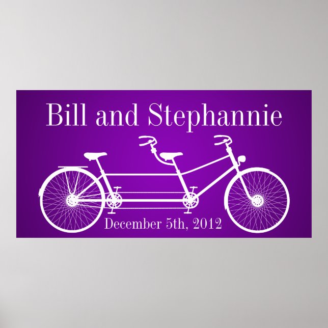 22.5"x7.5" Personalised Banner Purple Double Bike Poster (Front)