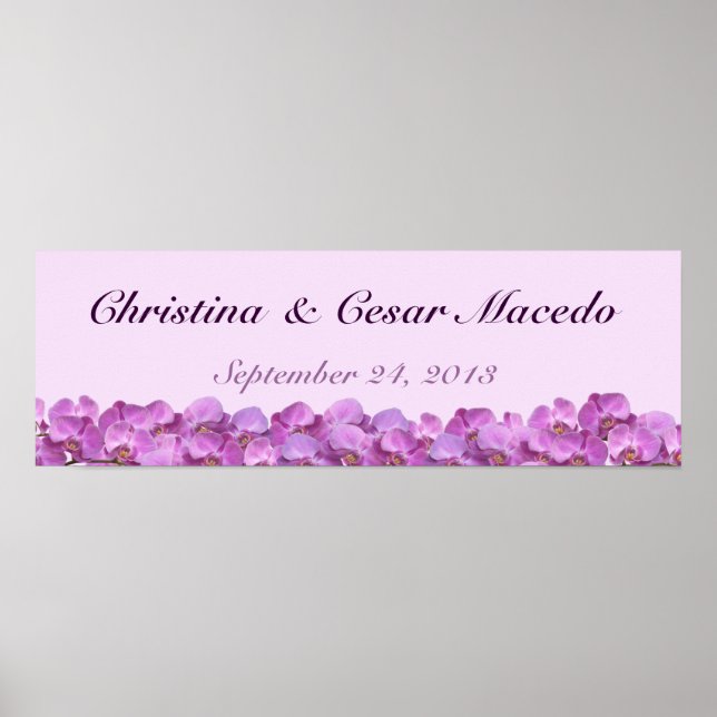 22.5"x7.5" Personalised Banner Purple Orchids on S Poster (Front)