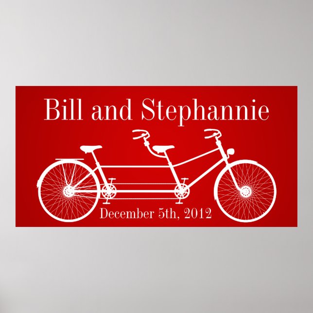 22.5"x7.5" Personalised Banner Red Double Bike Poster (Front)