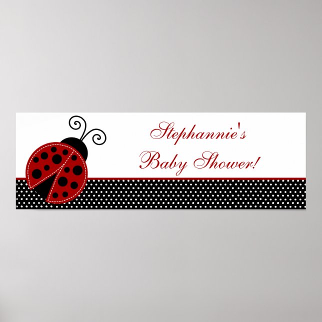 22.5"x7.5" Personalised Banner Red Ladybug Poster (Front)
