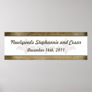 22.5"x7.5" Personalised Banner Vintage Brown Damas Poster