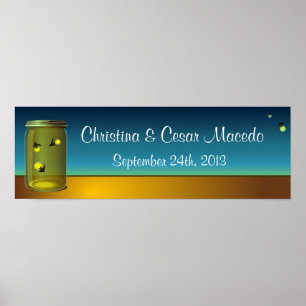 22.5"x7.5" Personalised Fireflies and Mason Jars Poster