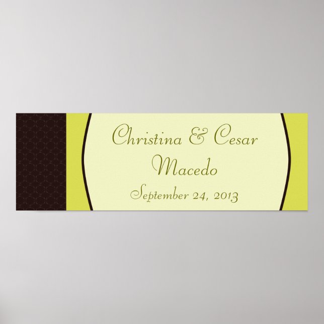 22.5"x7.5" Personalised Light/Olive Green Chandeli Poster (Front)