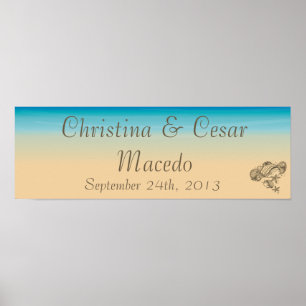 22.5"x7.5" Personalised Ocean Beach Shore Seashell Poster