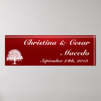 22.5"x7.5" Personalised White Tree Red Black Strip