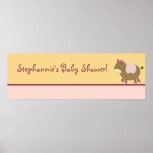 22.5"x7.5" Personalized Banner Abby's Farm Pink Poster