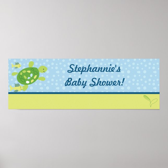 22.5"x7.5" Personalized Banner Turtle Reef Ocean Poster (Front)