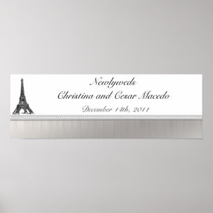 22.5"x 7.5" Personalized Banner Black Eiffel Tower Poster