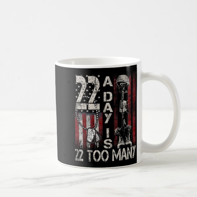 22 A Day Is 22 Too Many Veteran Lives Usa Flag  Coffee Mug (Right)