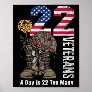 22 A Day Is 22 Too Many Veteran Suicide Awareness Poster