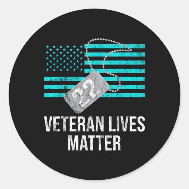 22 A Day Military Veteran Ptsd Suicide Awareness  Classic Round Sticker (Front)