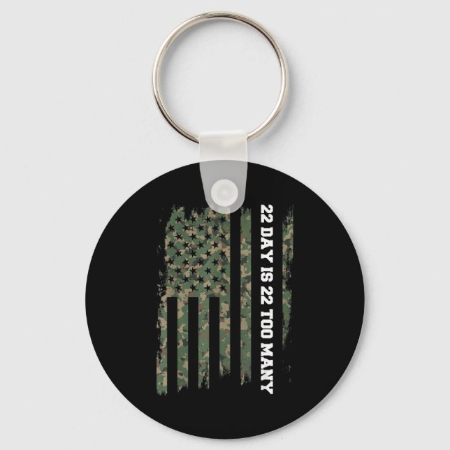 22 A Day Veteran Lives Army Suicide Awareness  Key Ring (Front)