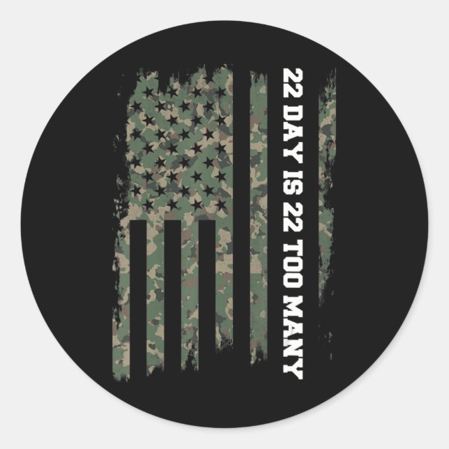 22 A Day Veteran Lives Matter Army Suicide Awarene Classic Round Sticker (Front)