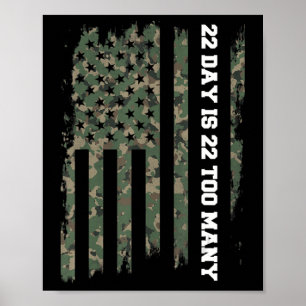 22 A Day Veteran Lives Matter Army Suicide Awarene Poster