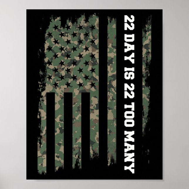 22 A Day Veteran Lives Matter Army Suicide Awarene Poster (Front)