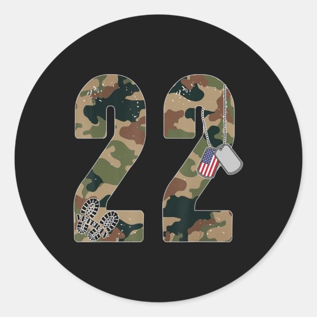 22 A Day Veteran Lives Matter Suicide Awareness Gi Classic Round Sticker (Front)