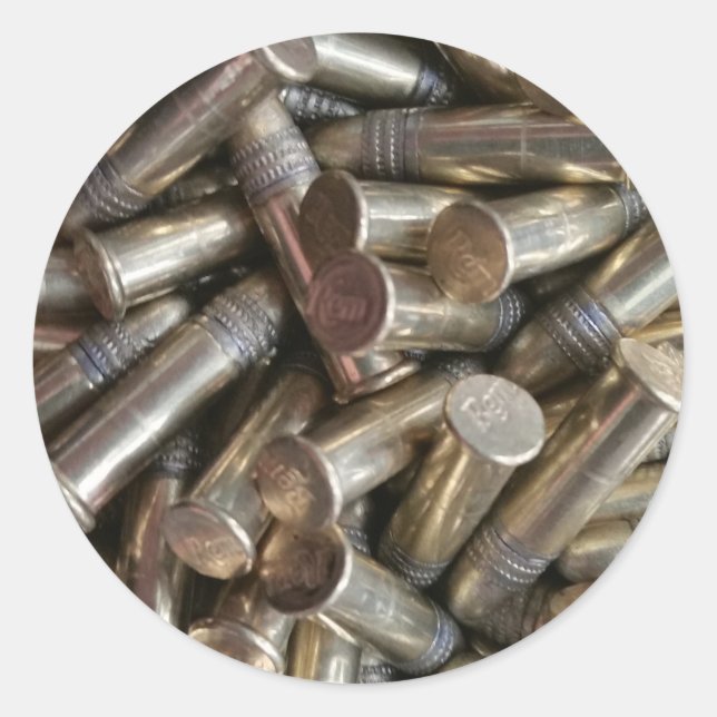 22 Calibre Bullets Classic Round Sticker (Front)