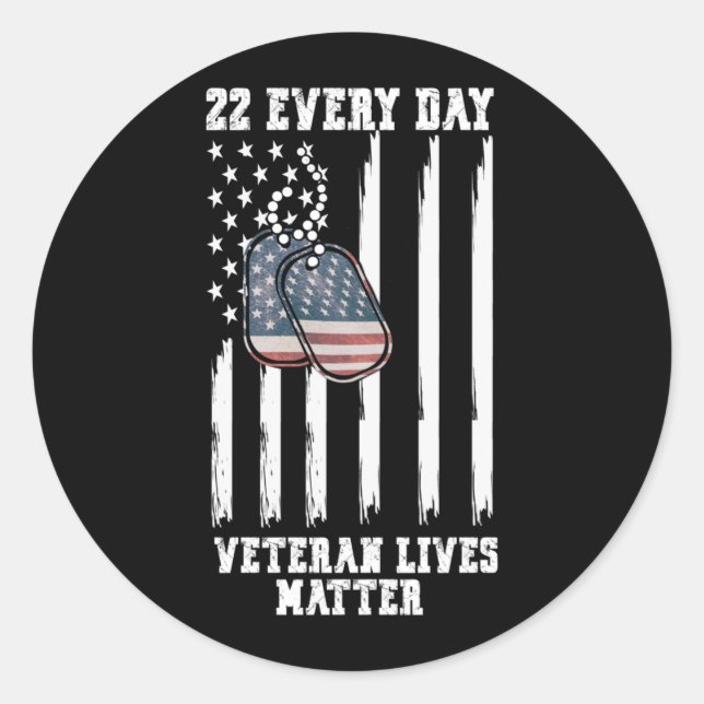 22 Every Day Veteran Awareness Performance Classic Round Sticker (Front)