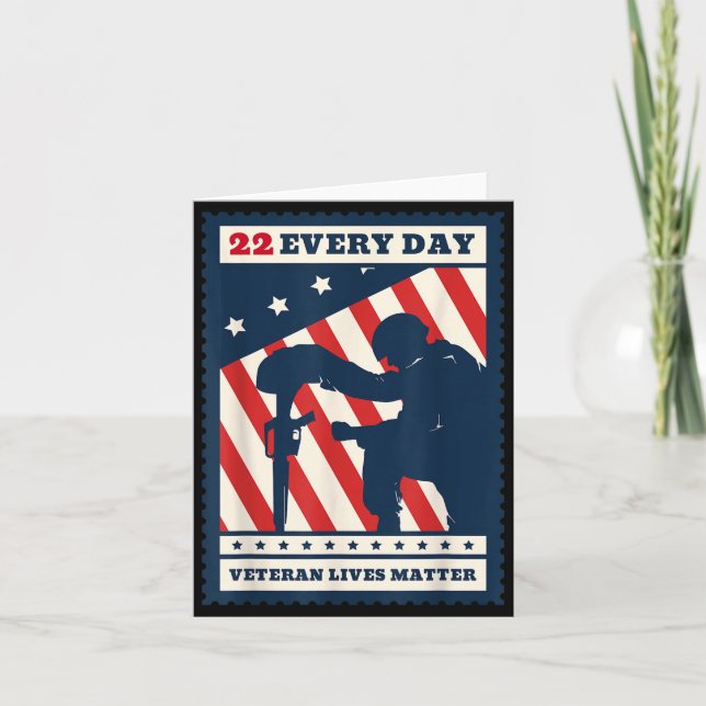 22 Every Day Veteran Lives Veteran Suicide Awarene Card (Front)