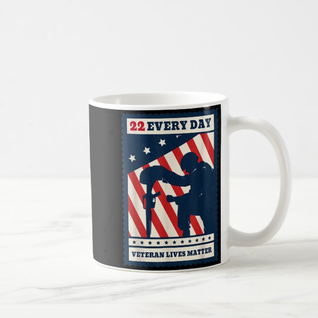 22 Every Day Veteran Lives Veteran Suicide Awarene Coffee Mug (Right)