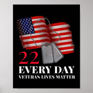 22 Every Day Veteran Lives Veteran Suicide Awarene Poster