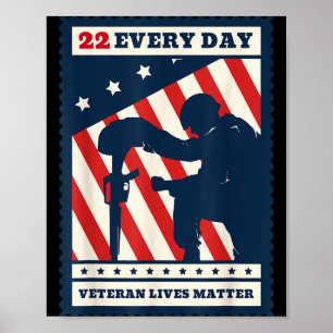 22 Every Day Veteran Lives Veteran Suicide Awarene Poster