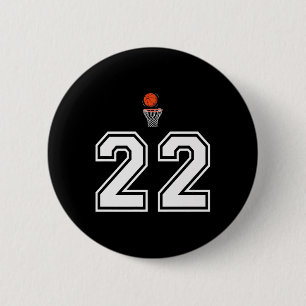 22 Number Basketball Style Vintage White Premium  6 Cm Round Badge