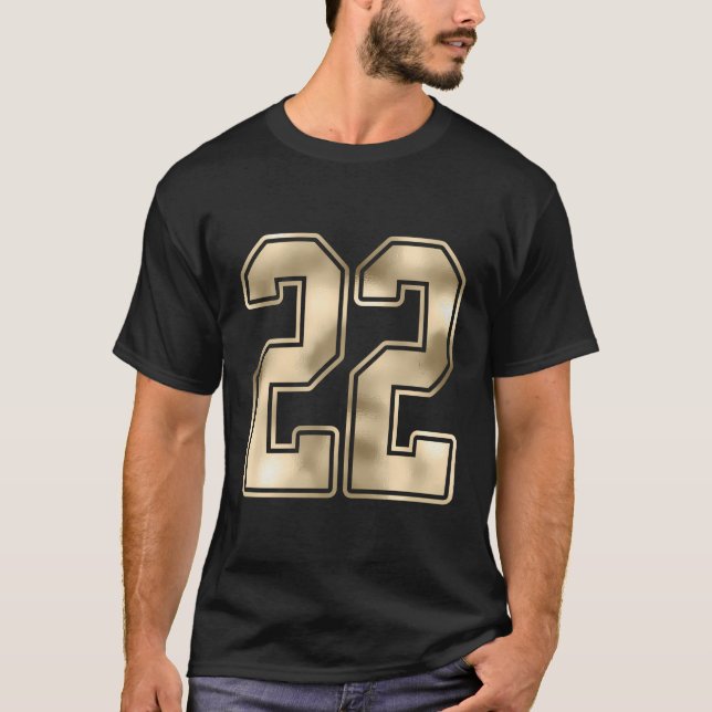 22 Outline Number 22 Sports Fan Jersey Style Costu T-Shirt (Front)