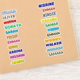 22 pcs (Waterproof Vinyl) Customised Name Stickers